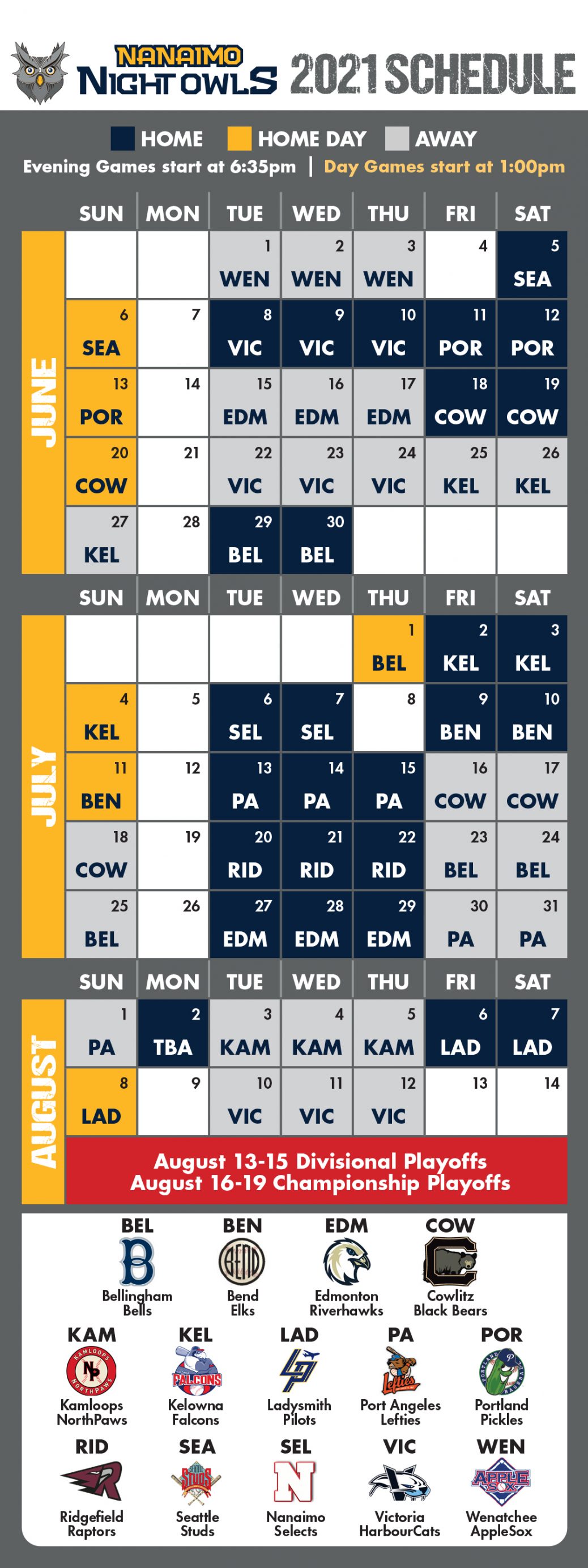 Schedule Nanaimo Night Owls