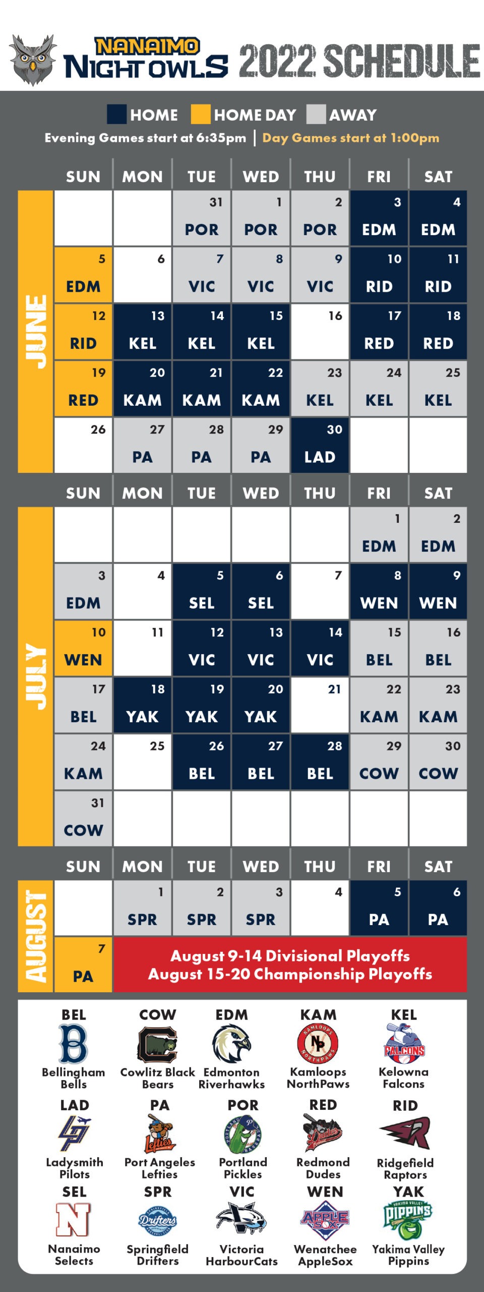 Schedule Nanaimo Night Owls