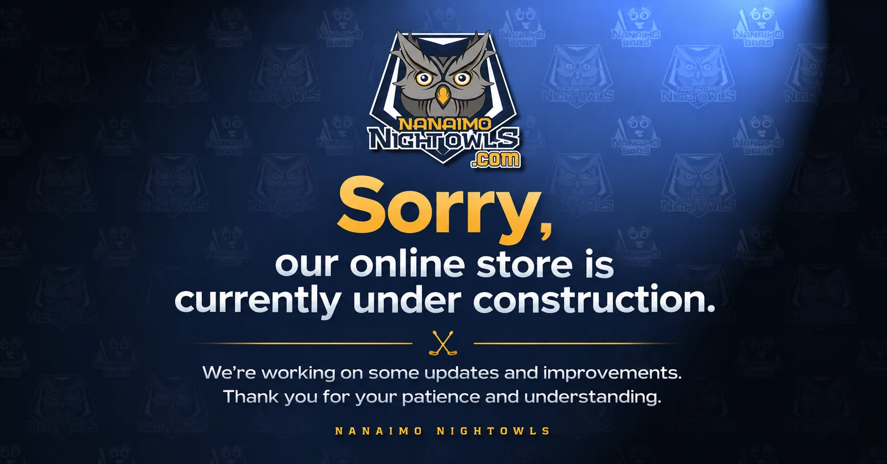 nanaimonightowls online store maintenance webpage picture